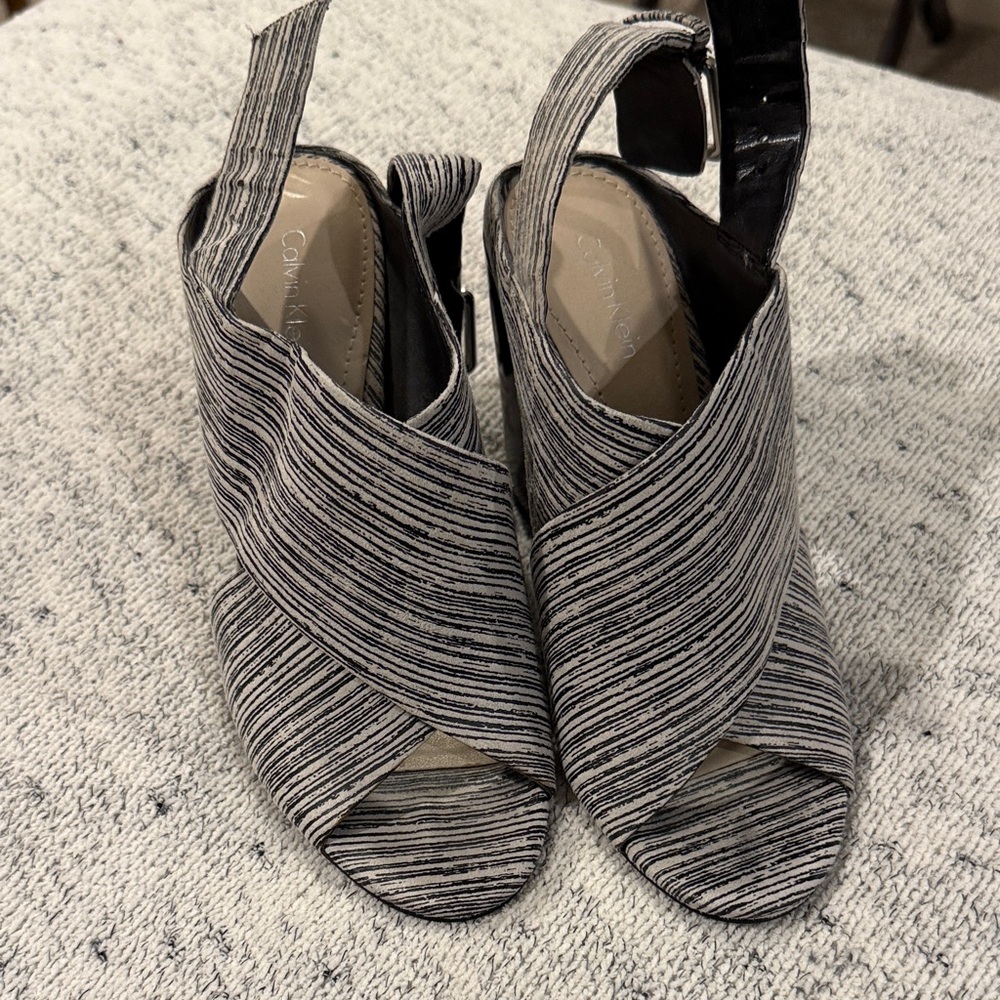 Calvin Klein Striped Slingback Heels